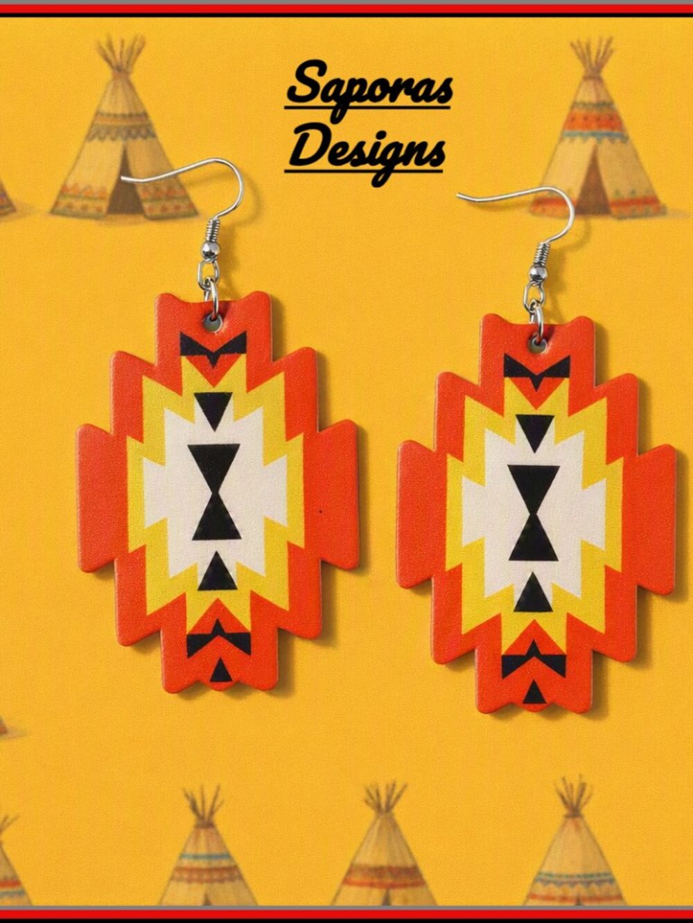 Colorful Native Ethnic Tribal Bohemian Dangle Leather Earrings